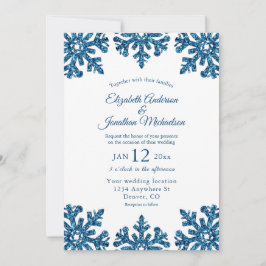 Convites Casamento no inverno Azul Floco de Neve