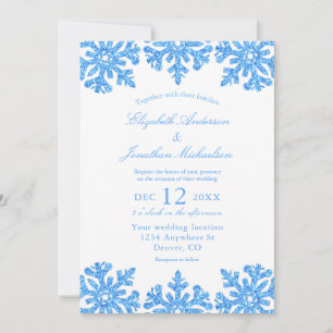 Convites Casamento no inverno Azul Floco de Neve