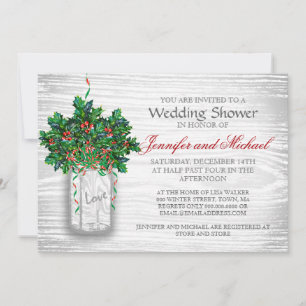 Convites casamento no inverno Chá Mason Jar Holly Berry