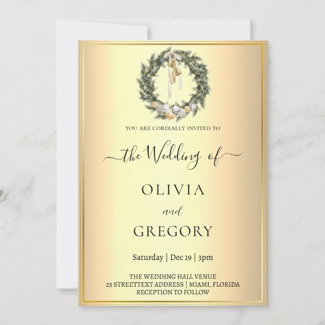 Convites Casamento no inverno Chic (Frente)