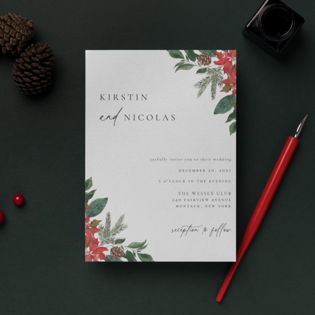 Convites Casamento no inverno Chic Contemporâneo (Criador carregado)