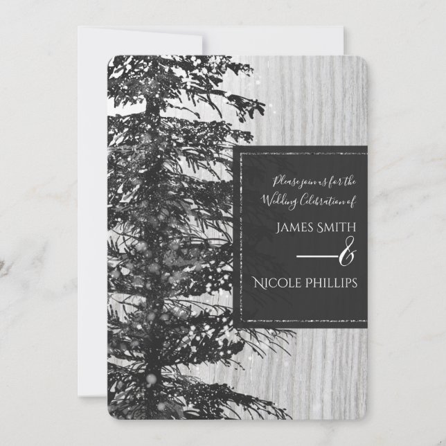 Convites Casamento no inverno da Floresta Rústica da Árvore (Frente)
