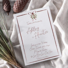 Convites Casamento no inverno de Arco de Mão Vermelha Rústi