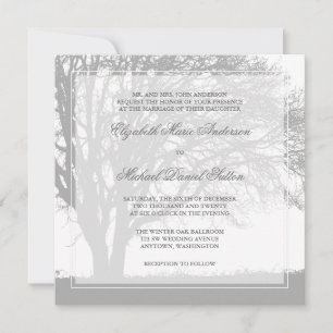 Convites Casamento no inverno de Árvore de Oak Cinza