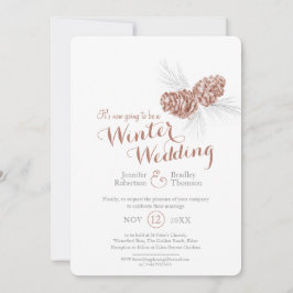 Convites Casamento no inverno de cinzas marrom da arte Cone