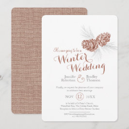 Convites Casamento no inverno de cinzas marrom da arte Cone