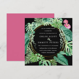 Convites Casamento no inverno de cor rosa tropical