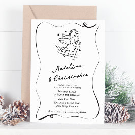 Convites Casamento no inverno De Esqui Cupido Desenhado À M