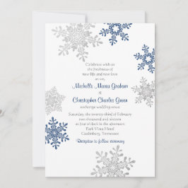 Convites Casamento no inverno de floco de neve azul Marinho