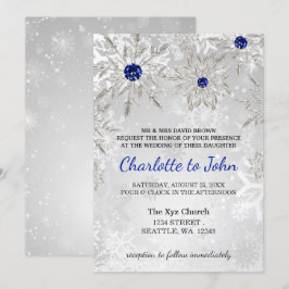 Convites casamento no inverno de flocos de neve azul-real p