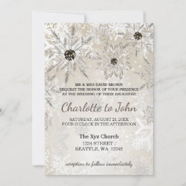Convites casamento no inverno de flocos de neve de ouro pra