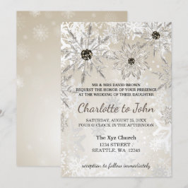 Convites casamento no inverno de flocos de neve de ouro pra