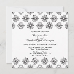 Convites Casamento no inverno de flocos de neve preto + bra
