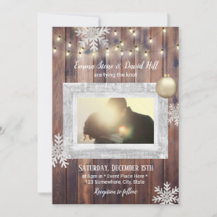 Convites Casamento no inverno de Fotos Personalizado Rustic