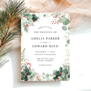 Convites Casamento no inverno de Natal Elegante