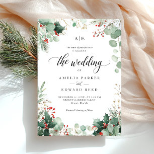Convites Casamento no inverno de Natal Elegante