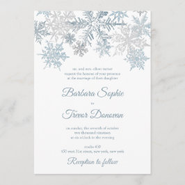 Convites Casamento no inverno de Natal Silver Blue Snowflak