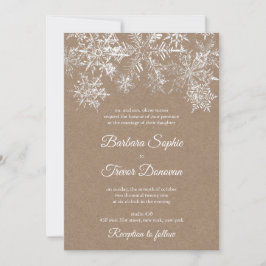 Convites Casamento no inverno de Natal White & Kraft Snowfl