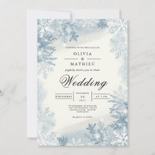 Convites Casamento no inverno de Neve Azul Icy