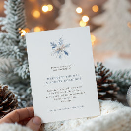 Convites Casamento no inverno de Neve Azul Minimalista