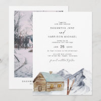 Casamento no inverno de neve de esqui na montanha