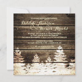 Convites Casamento no inverno De Pinheiros De Madeira Da Ma