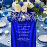 Convites Casamento no inverno de prata azul com pérolas de<br><div class="desc">Casamento no inverno de prata de cristal de seda azul real Pearl Snowflake. Convite para Casamento da Terra Maravilha de inverno. Design de floco de neve de cristal elegante. Copyright de Zizzago. Por favor,  anote todas as imagens planas!</div>