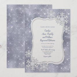 Convites Casamento no inverno de prata dos flocos de neve