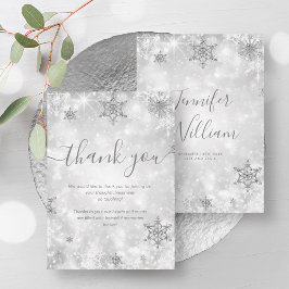 Convites Casamento no inverno de Prata Espetacular Agradece