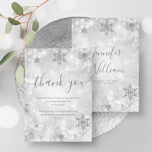 Convites Casamento no inverno de Prata Espetacular Agradece