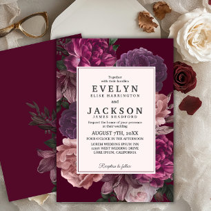 Convites Casamento no inverno de queda floral de Aquarela e