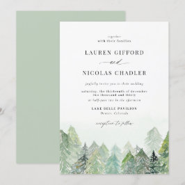 Convites Casamento no inverno de Watercolor Snowy Woodland
