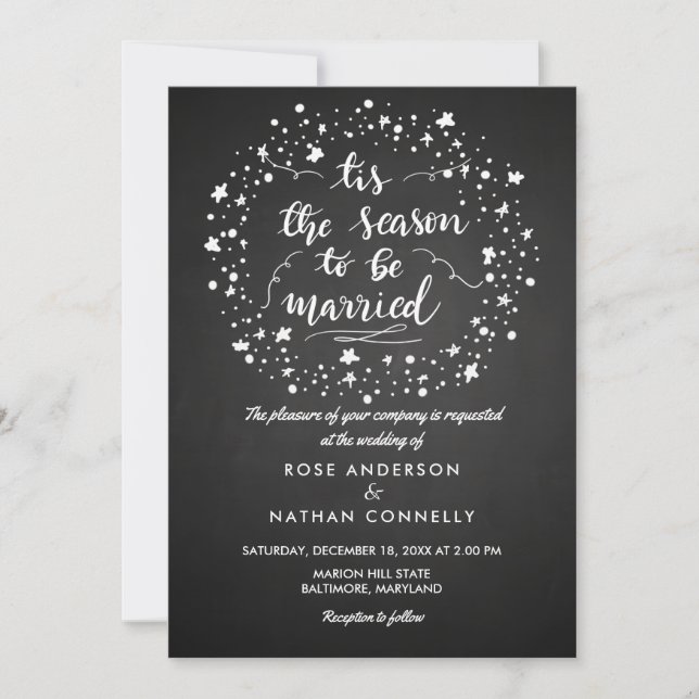 Convites Casamento no inverno do Natal | do quadro escrito (Frente)