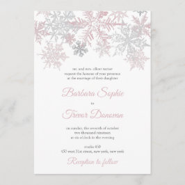 Convites Casamento no inverno Dusty Pink & Silver Snowflake
