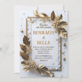 Convites casamento no inverno elegante de neve com tipograf