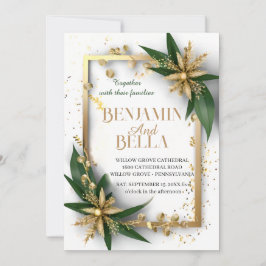 Convites casamento no inverno elegante de neve com tipograf