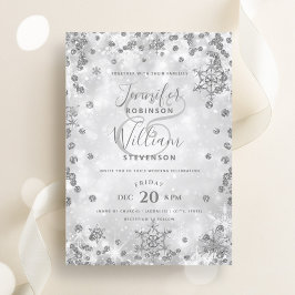 Convites Casamento no inverno Elegante de Prata Festiva