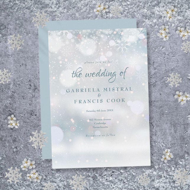 Convites Casamento no inverno Elegante First Snowflakes (Elegant First Snowflakes Winter Wedding Invitation)