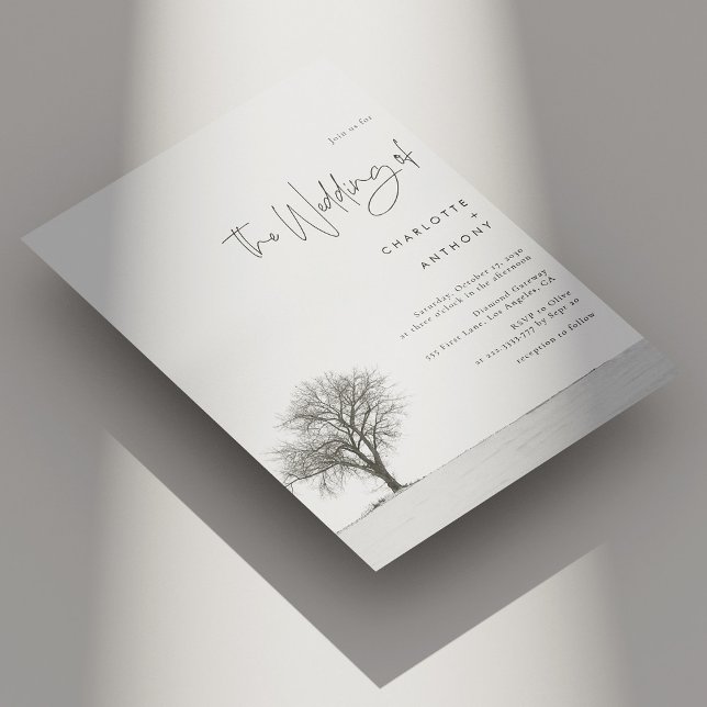 Convites Casamento no inverno Elegante - Floco de neve pret (Elegant Winter Wedding - Black and White Snowflake Invitation)