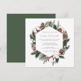 Convites Casamento no inverno Elegante Pine & Cotton
