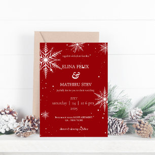 Convites Casamento no inverno Encantado Red Rhinestone Snow