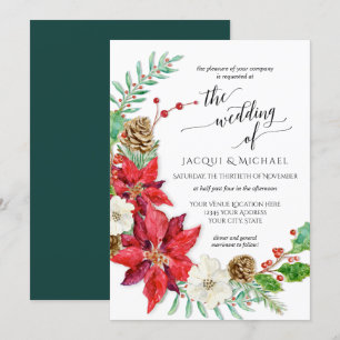 Convites Casamento no inverno Floral de Wreath de Natal Bra