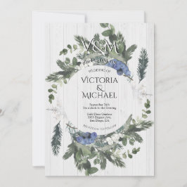 Convites Casamento no inverno Floral e Pinheiro de Madeira 