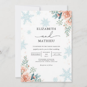 Convites Casamento no inverno Floral Frosty
