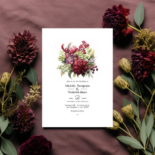 Convites Casamento no inverno Floral Merlot and Sage