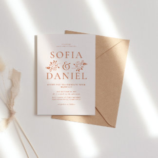Convites Casamento no inverno Floral Minimalista