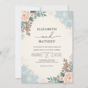 Convites Casamento no inverno Floral Peach Blush