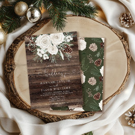 Convites Casamento no inverno Floral Rustic Pine