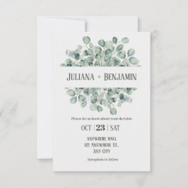 Convites Casamento no inverno Floral Verde Claro