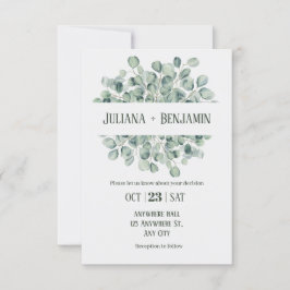 Convites Casamento no inverno Floral Verde Claro